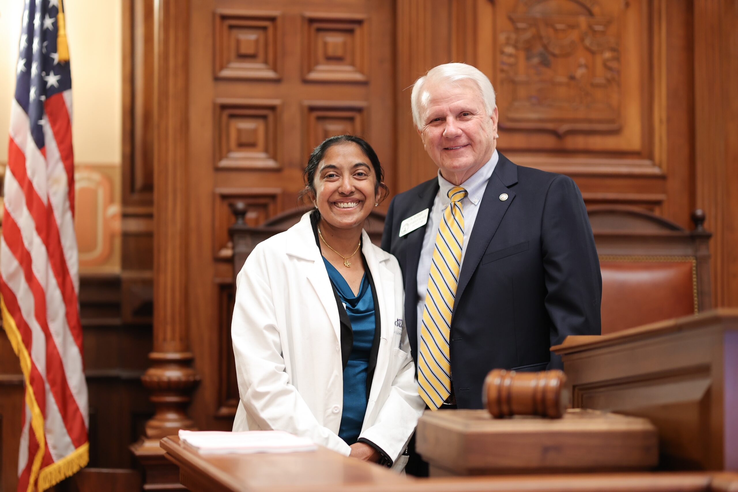 Dr. Dhruti Contractor with Speaker of the House Jon Burns at the Georgia State Capitol